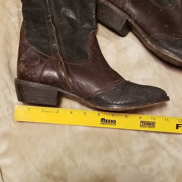 Free People x Matisse Gentry Distressed Leather Western Boots Snakeskin Embossed - Picture 13 of 13